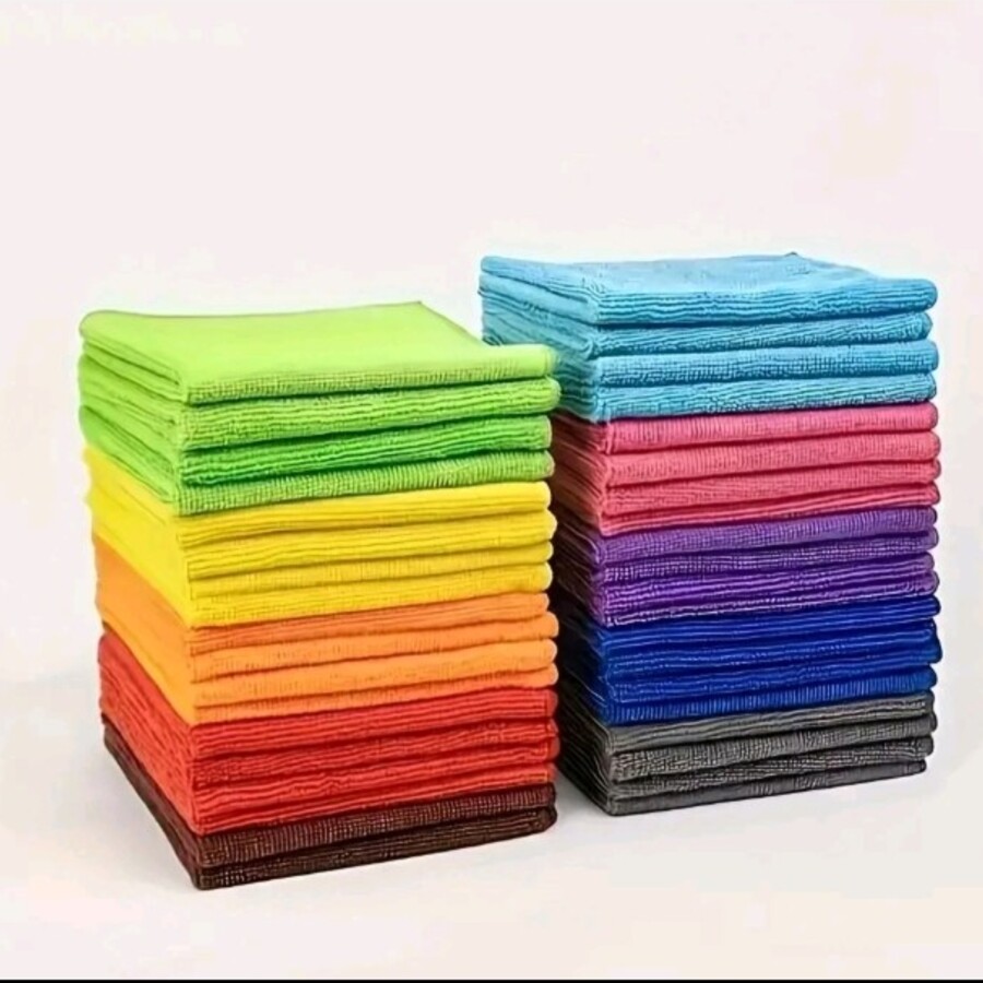 Twenty colourful microfibre cleaning cloths